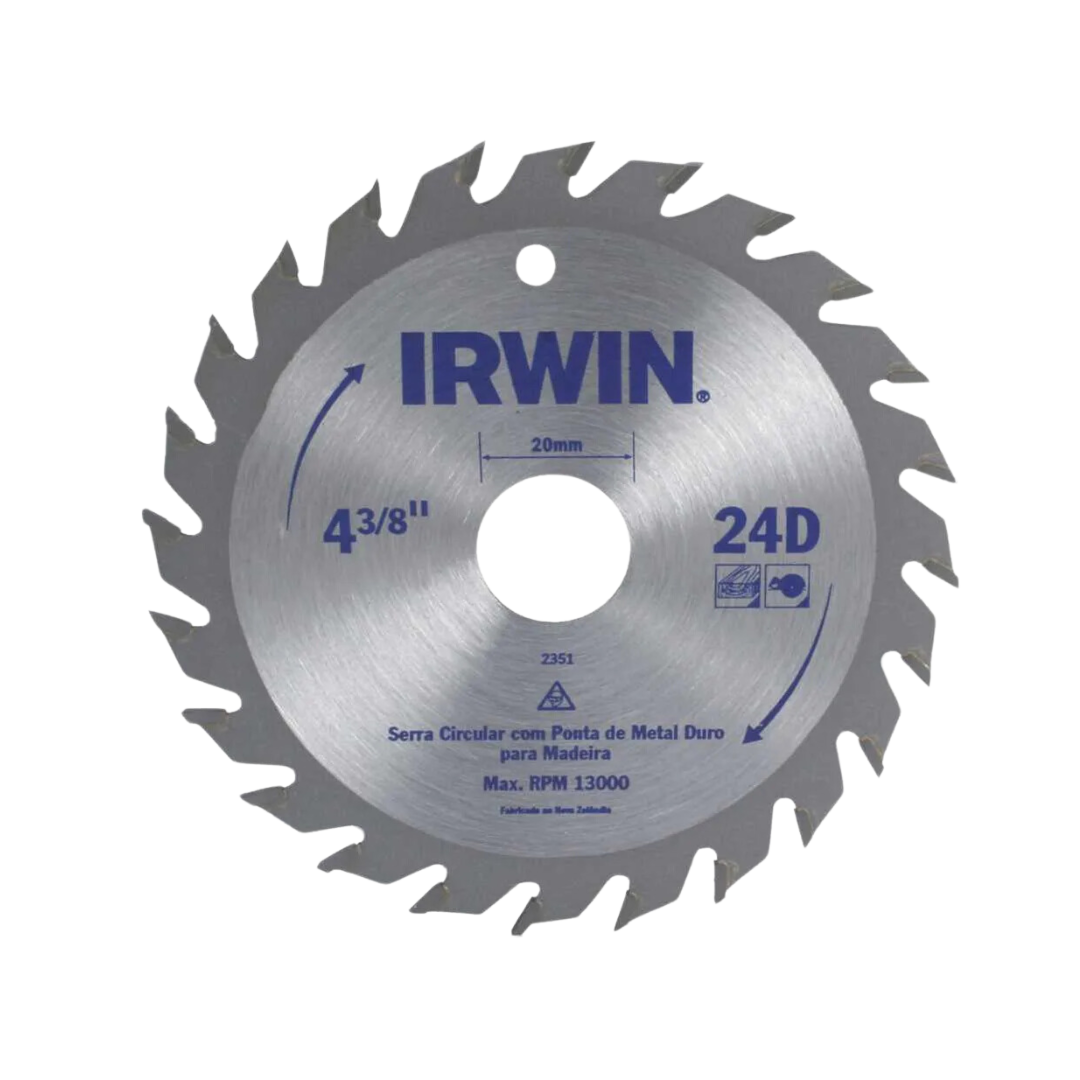 Lâmina para Serra Circular 110mm 24 Dentes Corte Rápido - Irwin